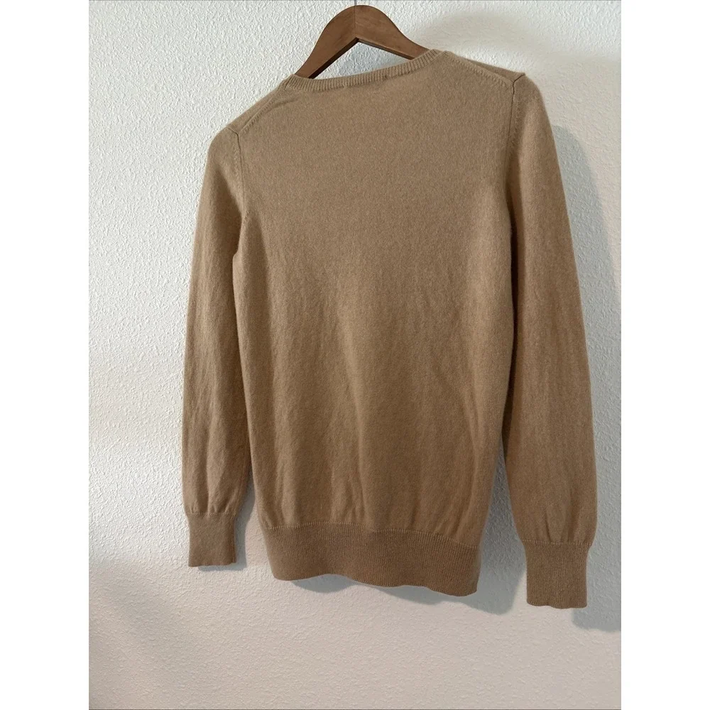 Tory Burch Bella Cashmere Sweater Tan Camel‎ Size XS Classic Closet Staple
